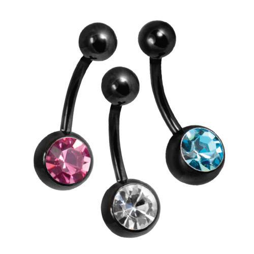 Titanium Nightcote Single Jewelled Navel Bar (NCT80)